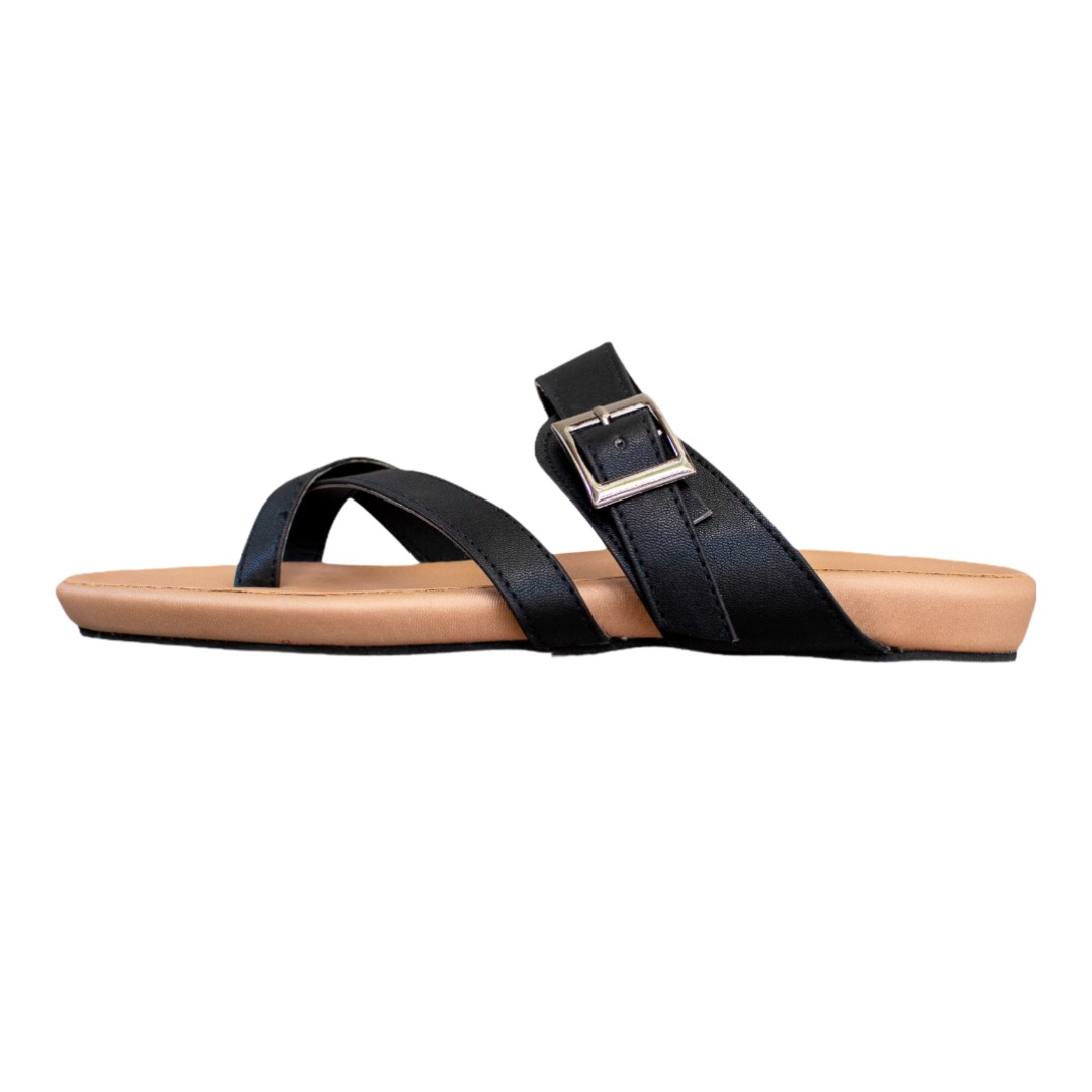 Black Cross Buckle Footbed Sandals – GABRIELLASPICK.COM
