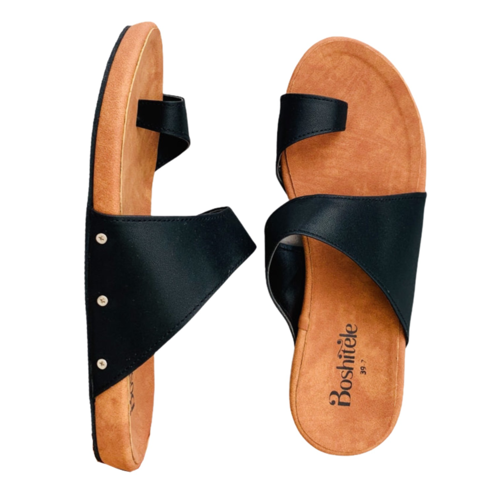 Black Wide fit Footbed Sandals – GABRIELLASPICK.COM