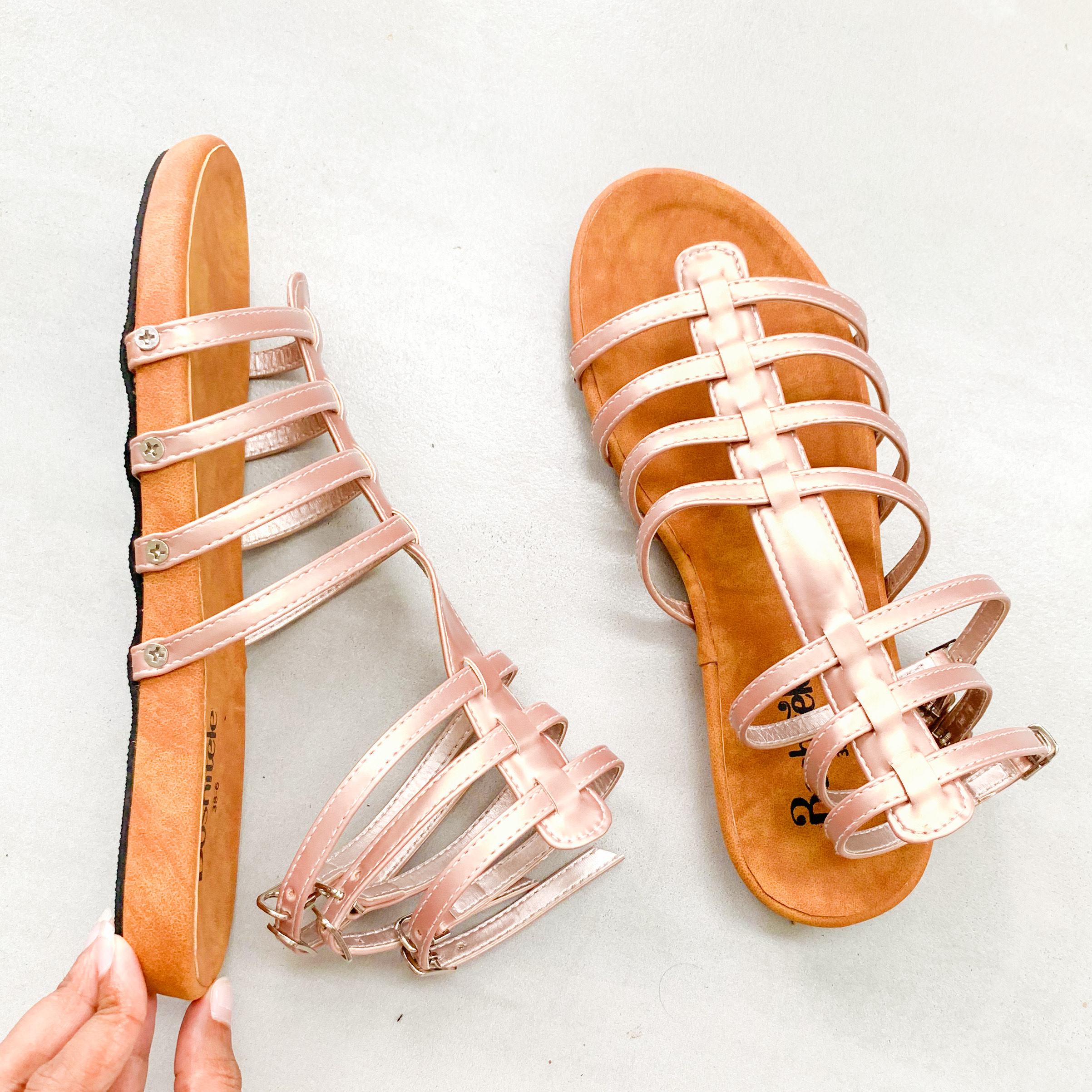 Rose Gold High Gladiator Footbed Sandals – GABRIELLASPICK.COM