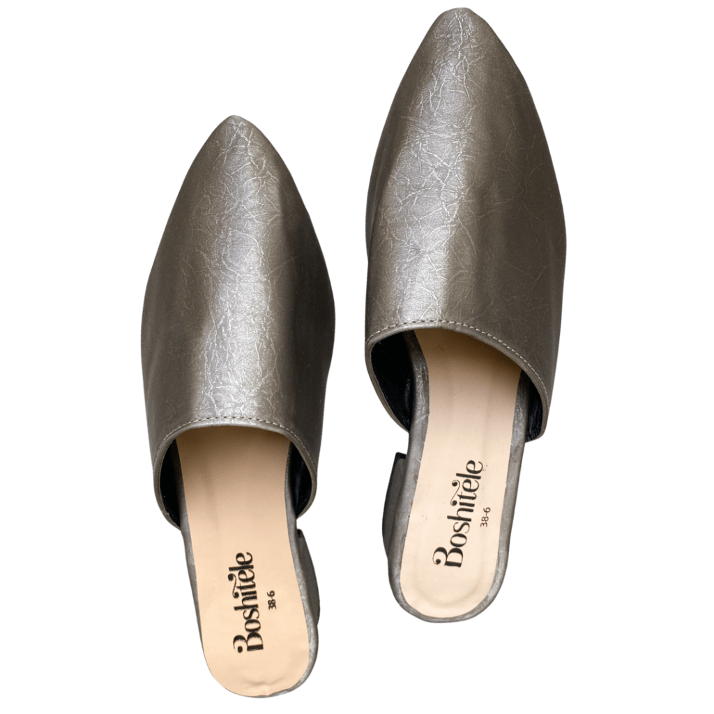 Grey Mule Slipon Heels