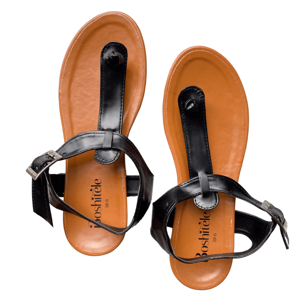 Black Toe Post Footbed Sandals