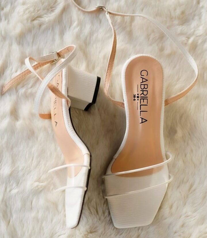 _RK23045 White Transparent Strap Heel - Image 1