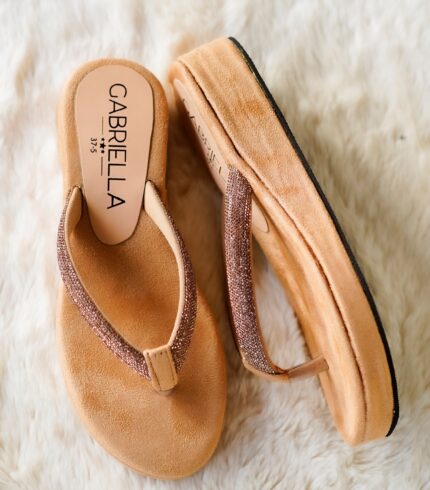 Platform Slipper With Stone Strap ( Nude )