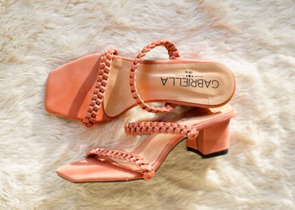 Pink Color With Knitted Strap Heel