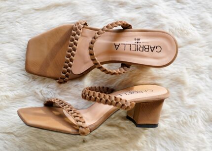 Taupe Color With Knitted Strap Heel