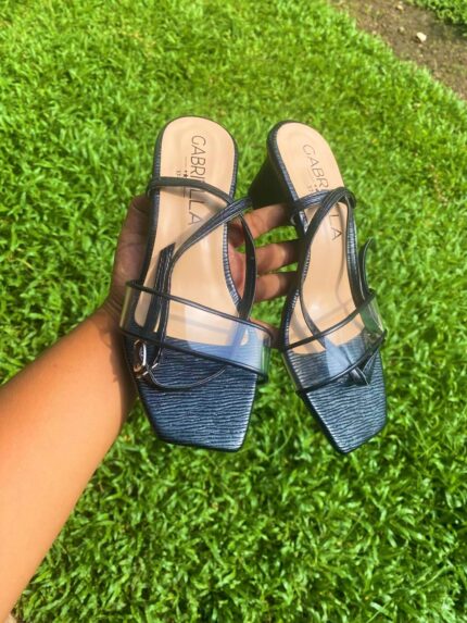 Black Transparent Strap Heel
