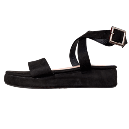 Wide Ankle Platform Sandals (Black)
