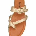 Gold Cross Buckle Footbed Sandals